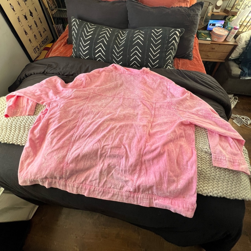 Pink Jean Jacket Oversized - Picture 2 of 4